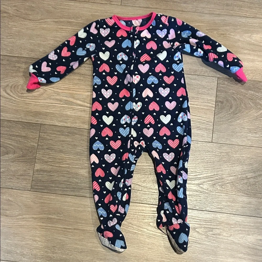 Kids and Carters Pink and Navy Kids One Piece pajama Set‎ x 3